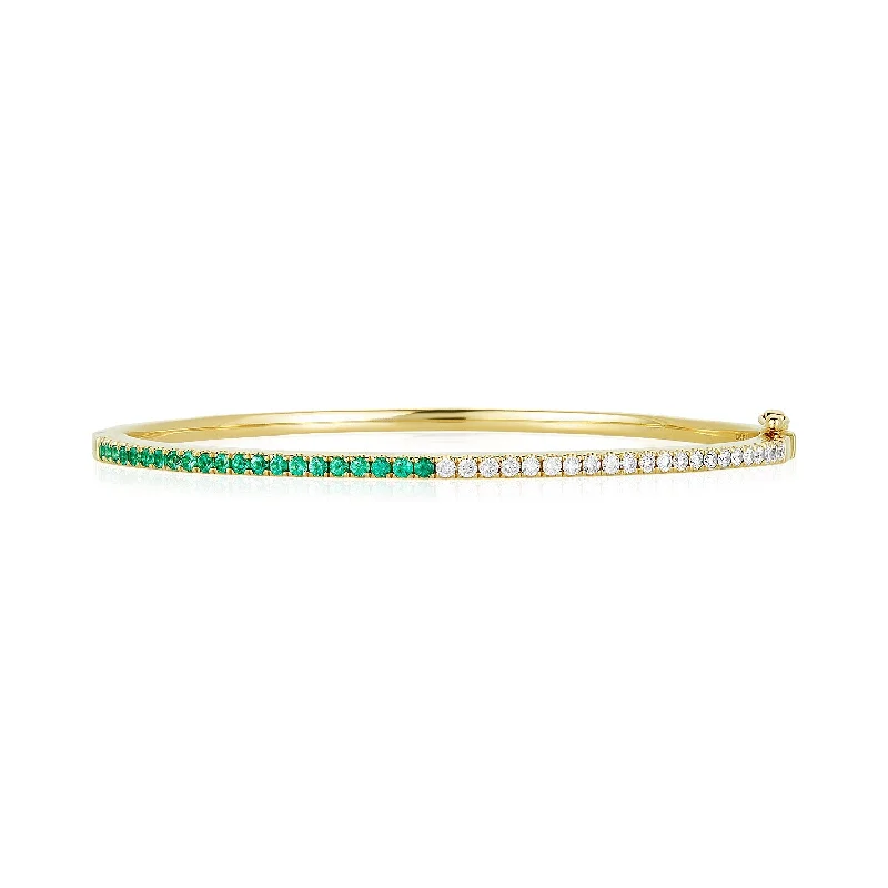 women’s pearl bracelet with gold-Half Diamond & Gemstone Bangle