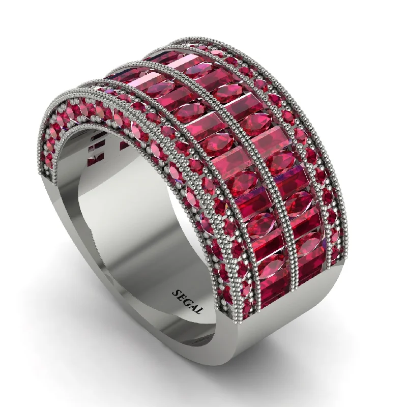 women’s dazzling engagement rings-Ruby Multi-Row Halo Wedding Band - Blake No. 57