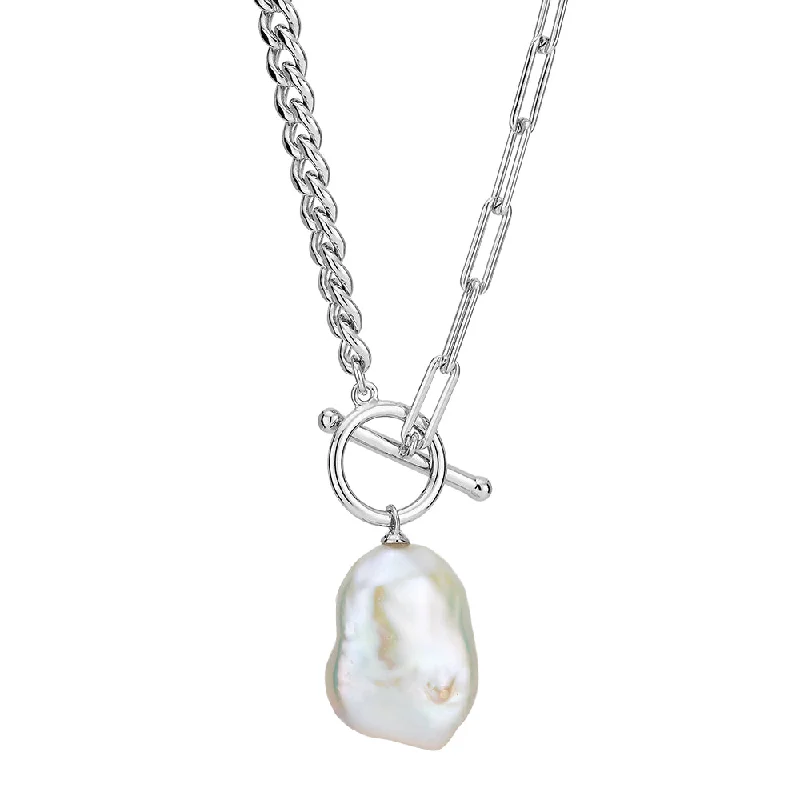 women’s coin pendant necklace-Cultured freshwater pearl necklace in sterling silver