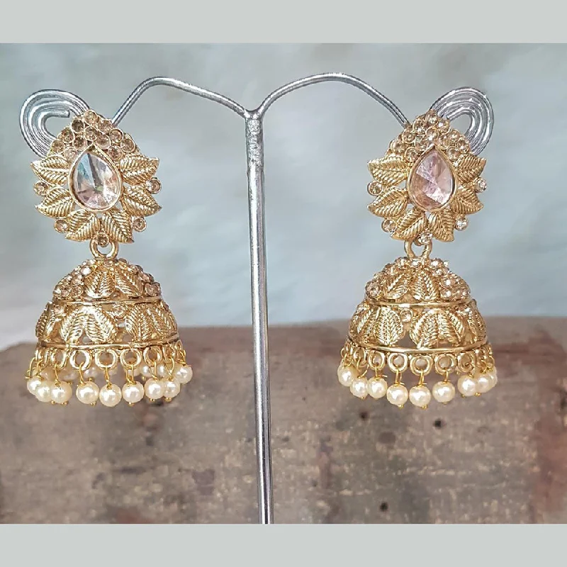 women’s dainty earrings-Shreeji Gold Plated Jhumki Earrings