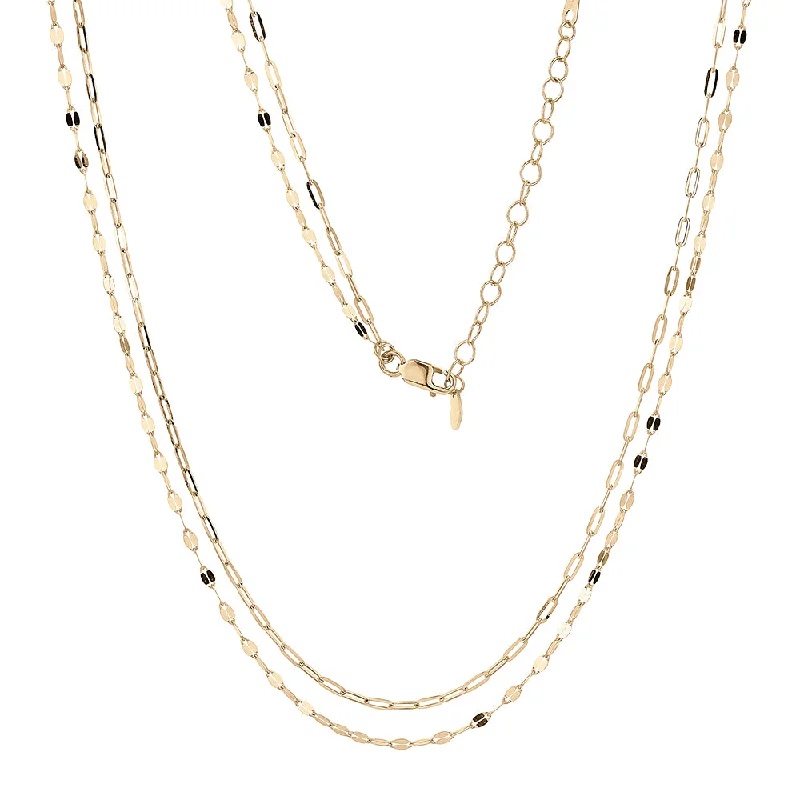 women’s 3-stone necklace-40-45cm paperclip and mirror necklace in 10 carat yellow gold