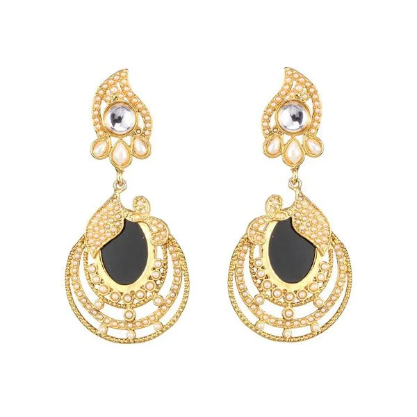 women’s vintage gold earrings-Kriaa Kundan Resin Gold Plated Dangler Earring -1307343C