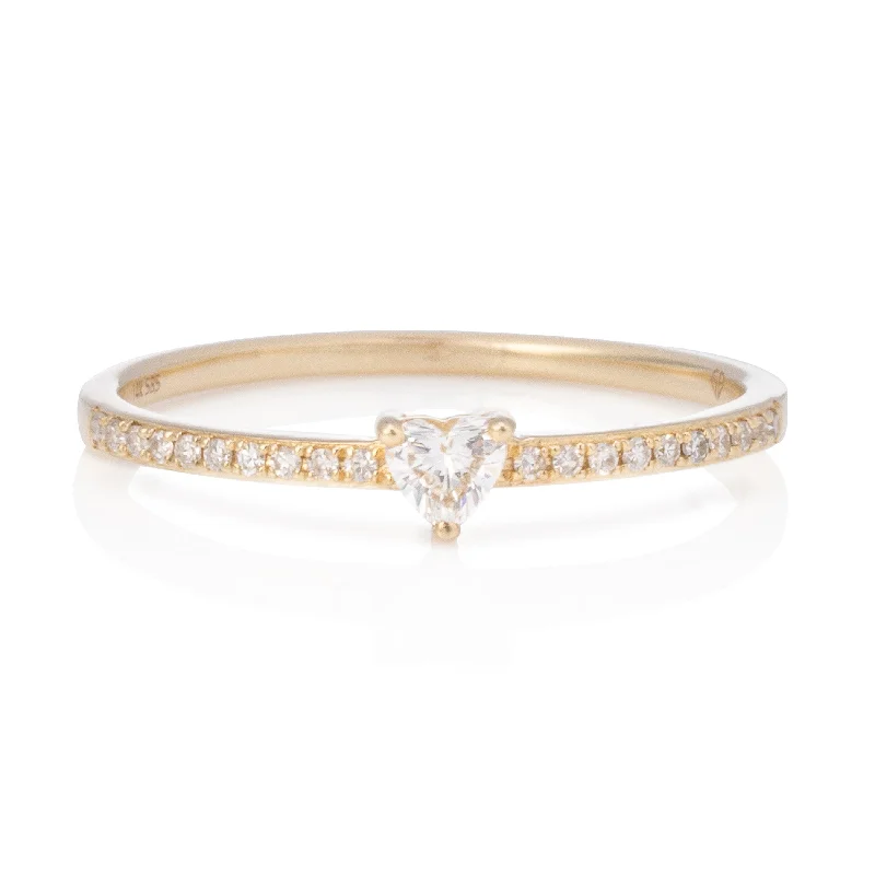 women’s statement ring-Heart Diamond and Pave Diamond Half Eternity Band