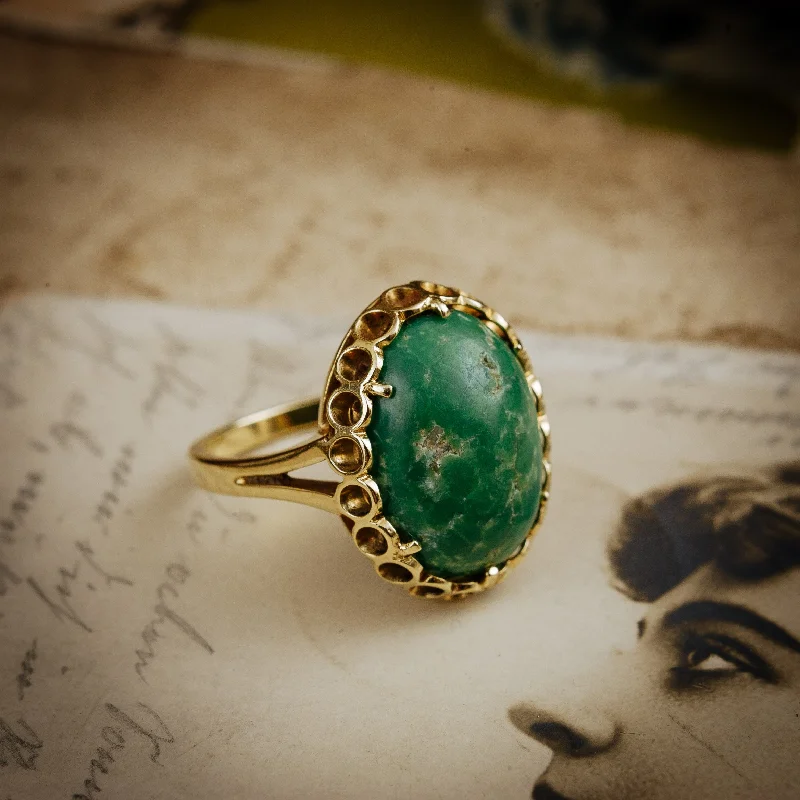 women’s luxury ring-Vintage Italian Green Marble Dress Ring