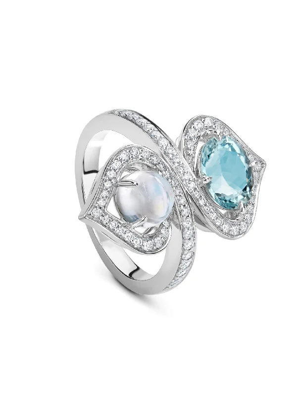 women’s unique ring-Woodland Aquamarine White Gold Ring