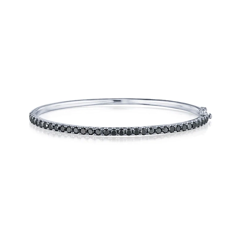 women’s luxury bangle-Stackable Bangle with Black Diamonds