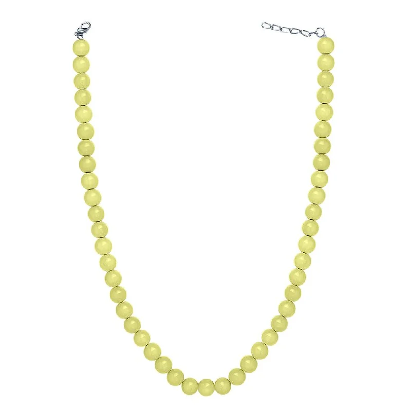 women’s heart pendant necklace-Mahi Rhodium Plated Pearl Pastel Yellow Necklace with Swarovski Elements For Women