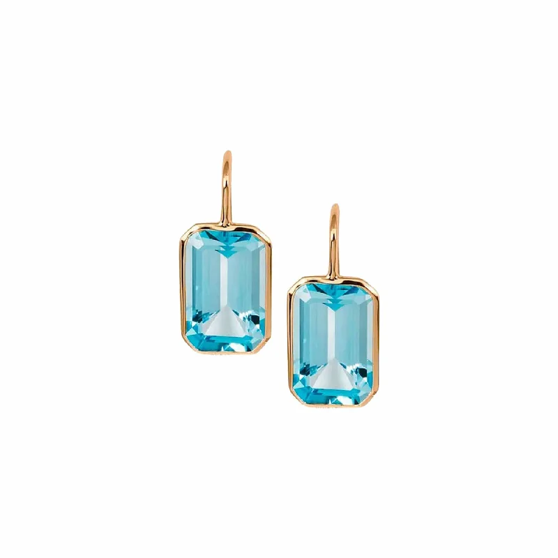 women’s custom-made earrings-Blue Topaz Gossip Earrings