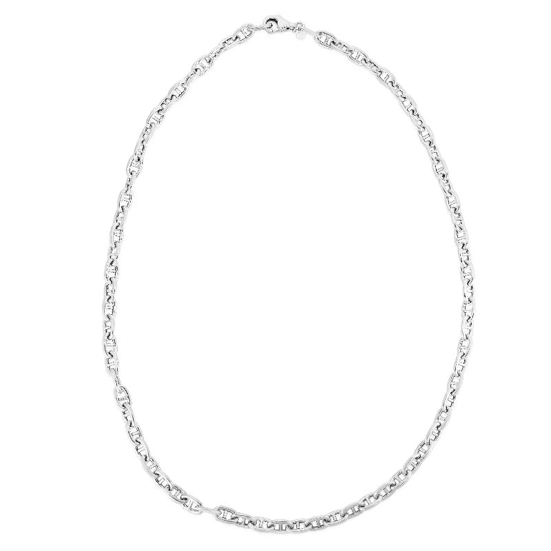 women’s handcrafted bracelet-Silver 5.9mm Puffed Mariner Chain