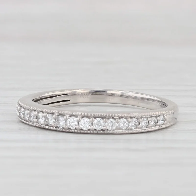 women’s pave engagement rings-0.25ctw Diamond Wedding Band 10k White Gold Stackable Anniversary Ring Size 7.25