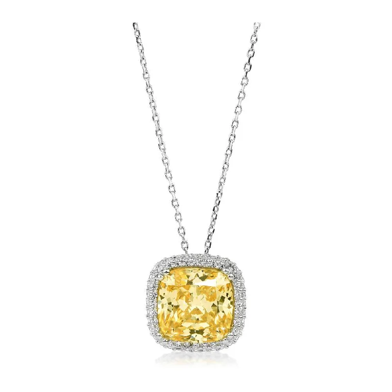 women’s diamond-studded necklace-Halo necklace with 4.25 carats* of diamond simulants in sterling silver