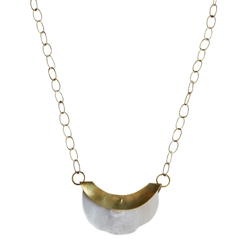 women’s luxury gemstone necklace-Chama Organic Mother of Pearl Necklace