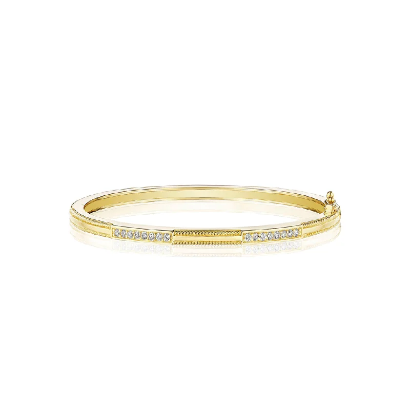 women’s sleek bangle-Double Diamond Bar Station Bangle