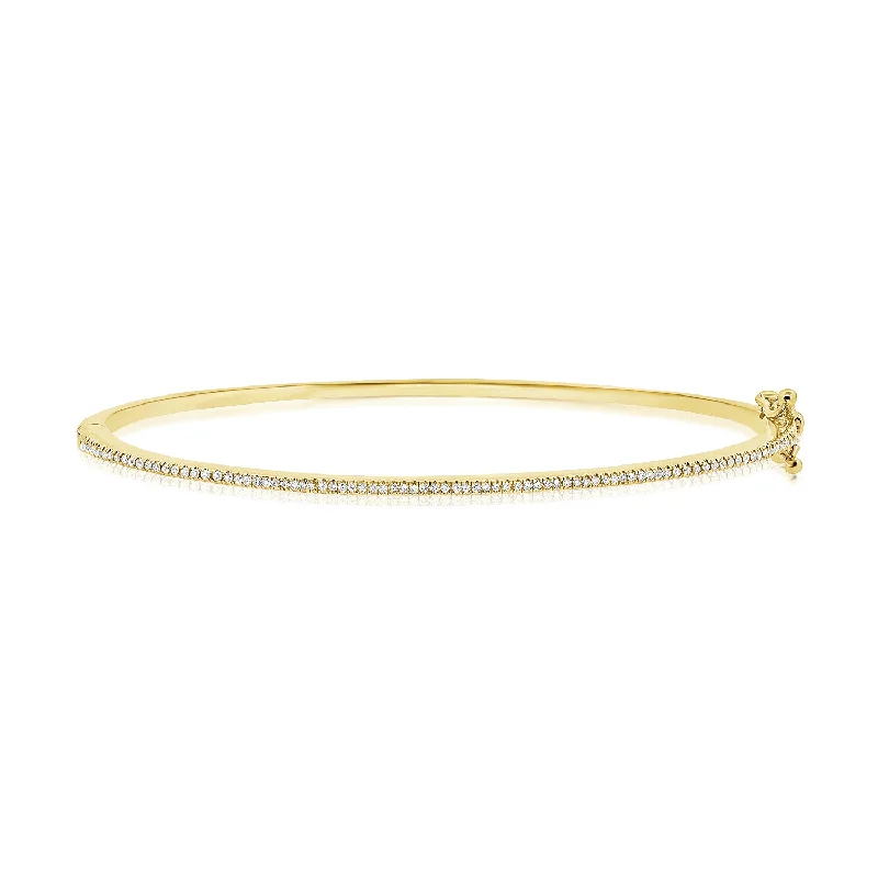 women’s adjustable cuff bracelet-Elegant 14K Gold Diamond Bangle