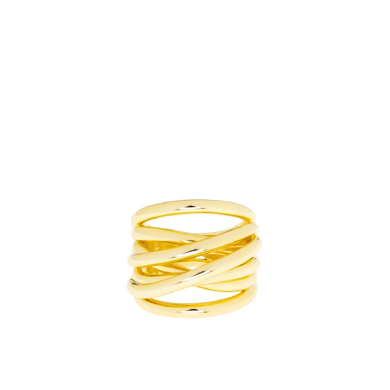 women’s wedding anniversary ring-gold plated crossover ring