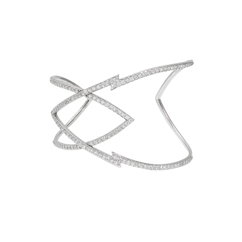 women’s polished bracelet-18k White Gold Diamond Stardust Marquise Cuff