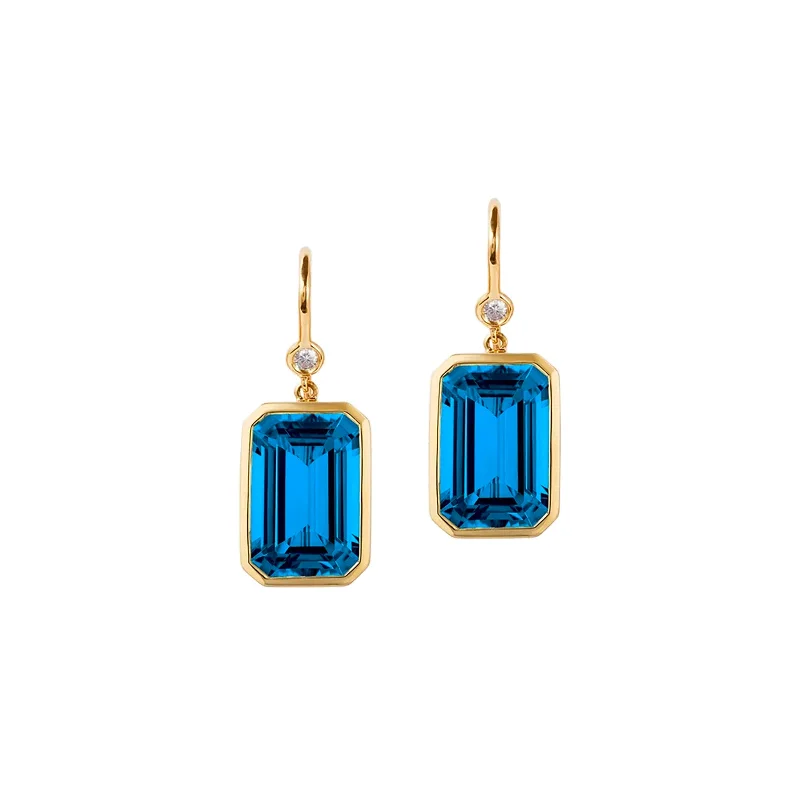 women’s pearl and diamond earrings-London Blue Topaz Gossip Earrings with Diamonds