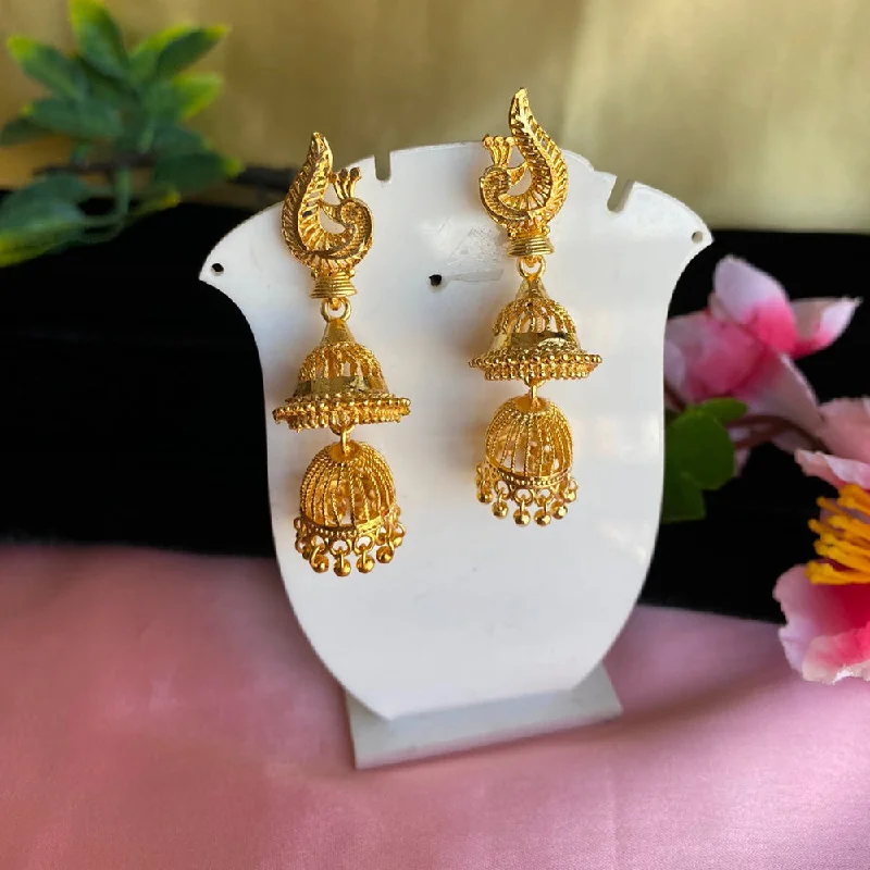 women’s classic earrings-Mahavir Gold Plated Jhumkis Earrings