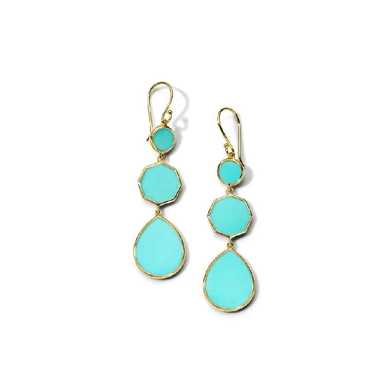 women’s emerald earrings-Turquoise Polished Rock Candy Crazy 8's Earrings