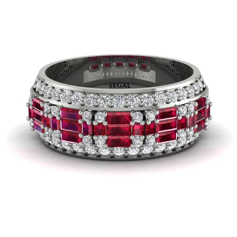 women’s bridal set engagement rings-Baguette Ruby Eternity Wedding Band - Billy No. 12