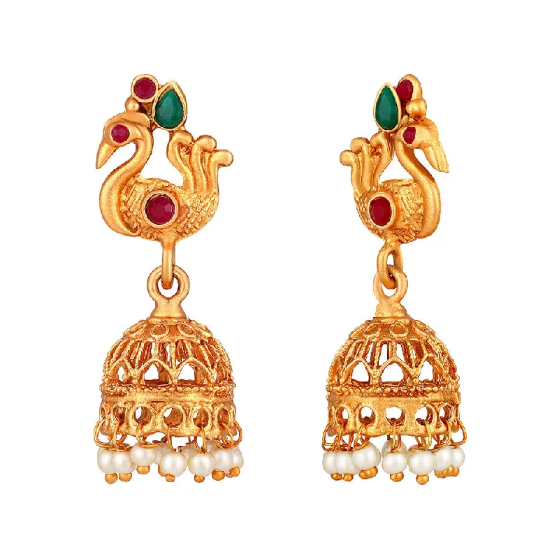 women’s gemstone stud earrings-Shrishti Fashion Good-looking Peacock Gold Plated Jhumki Earring For Women