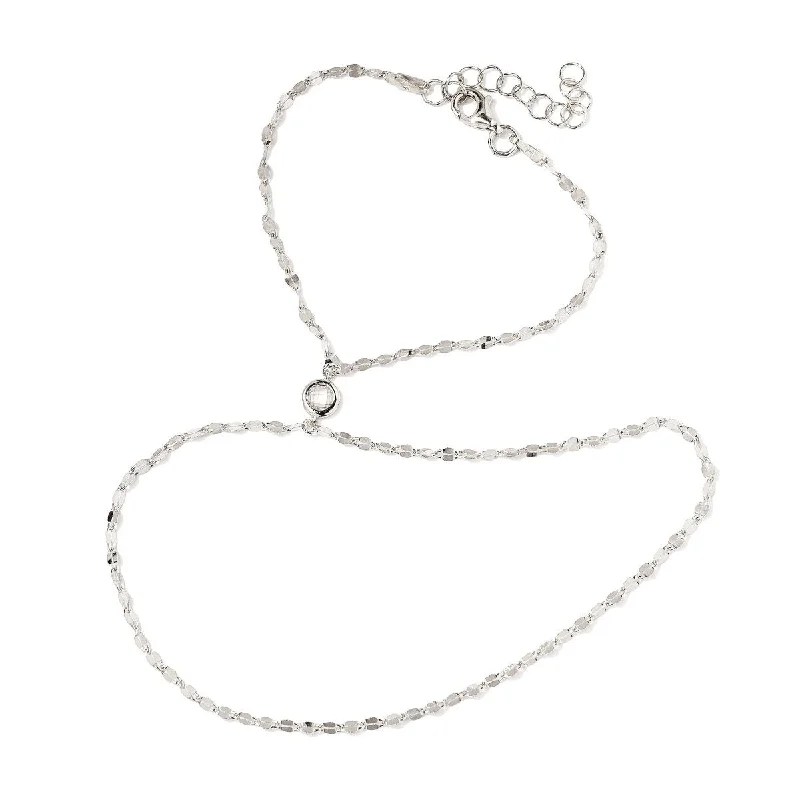 women’s wire-wrapped bracelet-Faceted Solitaire Hand Chain