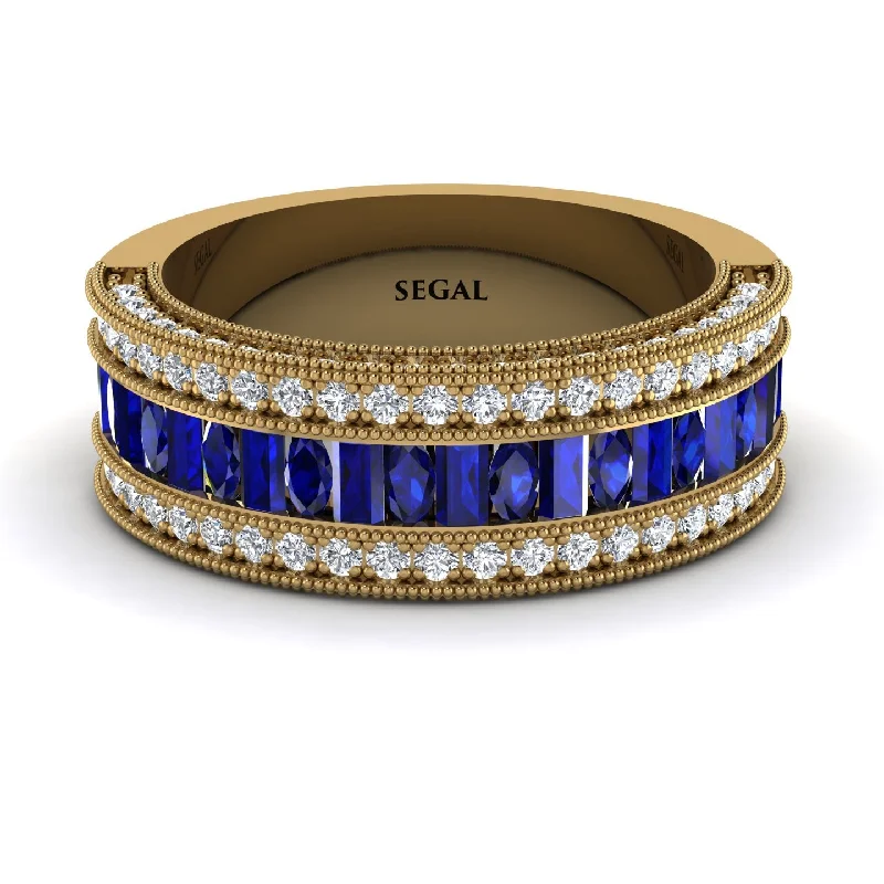 women’s diamond eternity rings-Sapphire 14K Gold Pave Wedding Band - Mikayla No. 13