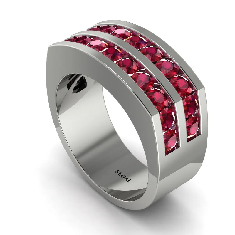 women’s halo engagement rings-Ruby Double Row Wedding Band - Kai No. 12