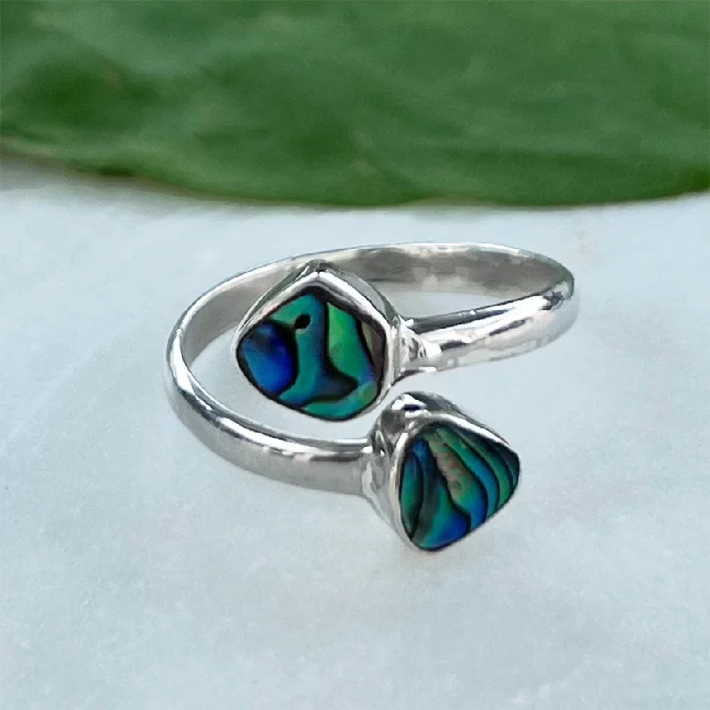 women’s emerald engagement ring-Abalone Brilliance Adjustable Ring- Sterling Silver, Indonesia