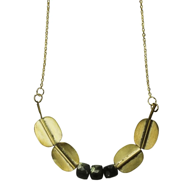 women’s crystal necklace-Necklace, Brass with Labradorite