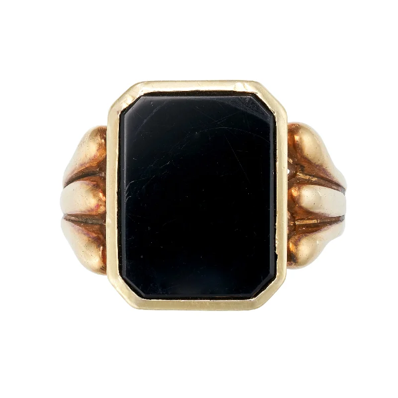 women’s eternity diamond ring-1950's Onyx Gents Signet Ring 14ct