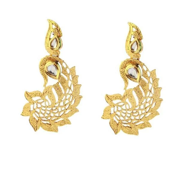 women’s crystal earrings with studs-The99Jewel White Kundan Gold Plated Alloy Danglers Earrings