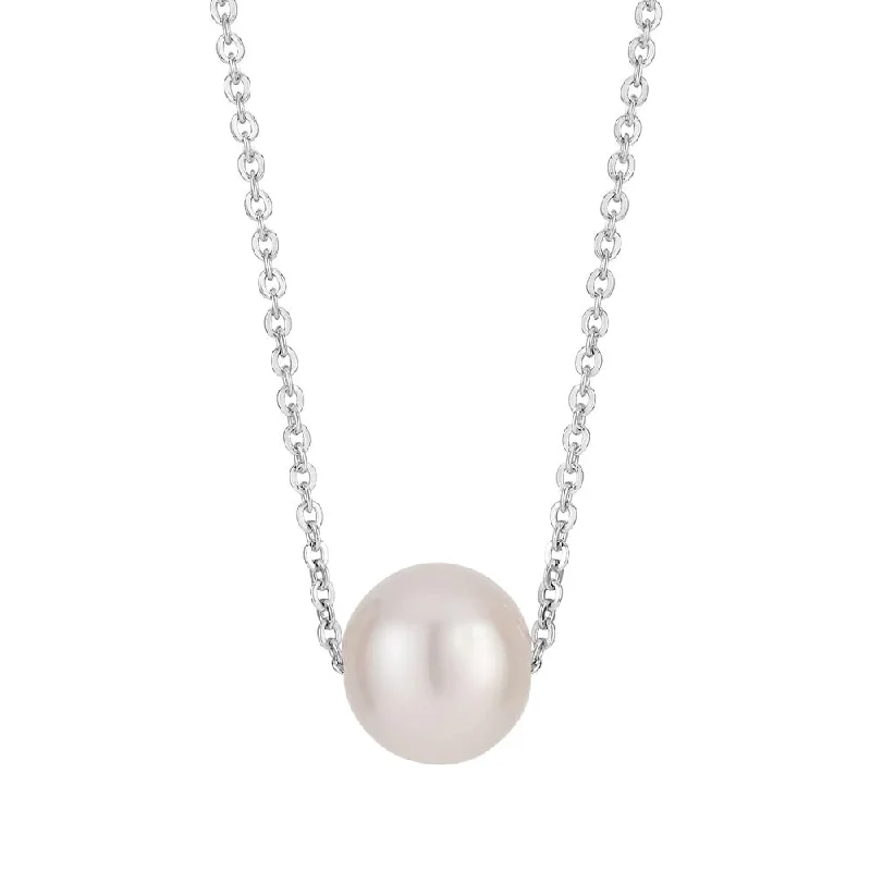 women’s birthstone necklace-Cultured freshwater pearl necklace in sterling silver