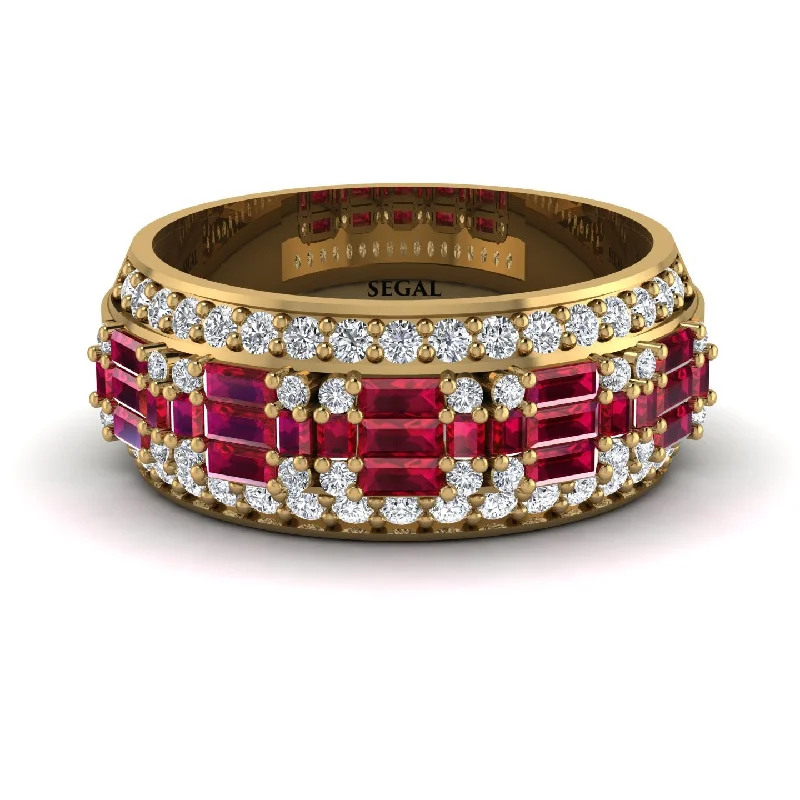 women’s solitaire diamond engagement rings-Baguette Ruby Eternity Wedding Band - Billy No. 10