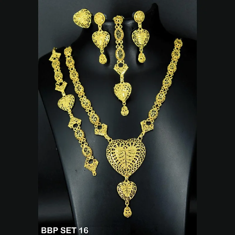 women’s luxury pearl necklace-Mahavir Forming Gold Necklace Set  - BBP SET 16