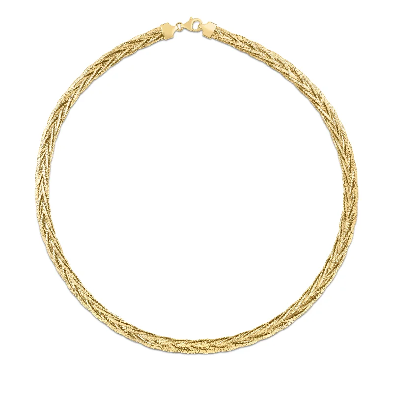 women’s engraved bracelet-14K Rapunzel Woven Chain