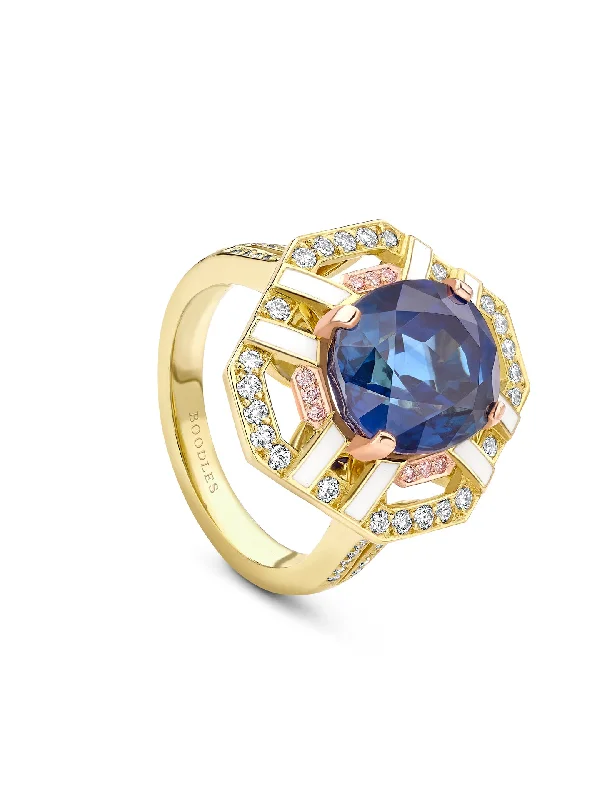 women’s decorative ring-Fifth Avenue Oval Sapphire Yellow Gold Ring