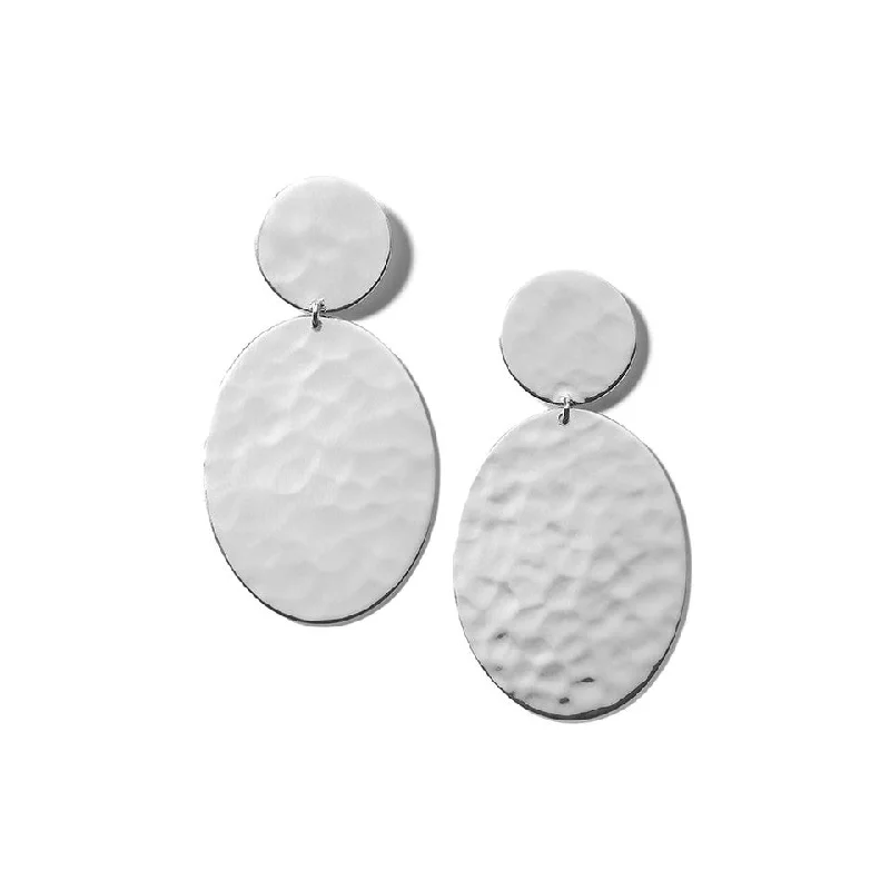 women’s floral earrings-Classico Crinkle Hammered Oval Snowman Earrings