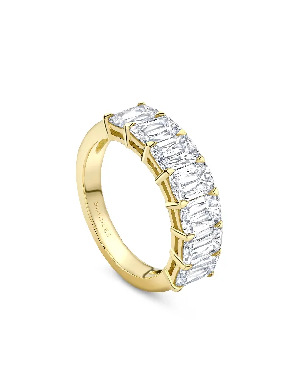 women’s luxury engagement ring-Ashoka Diamond Seven Stone Half Yellow Gold Eternity Ring