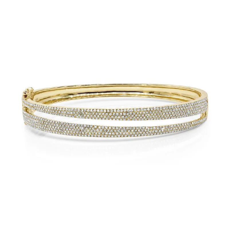 women’s stackable bracelet-14K Yellow Gold Diamond Pave Split Bangle