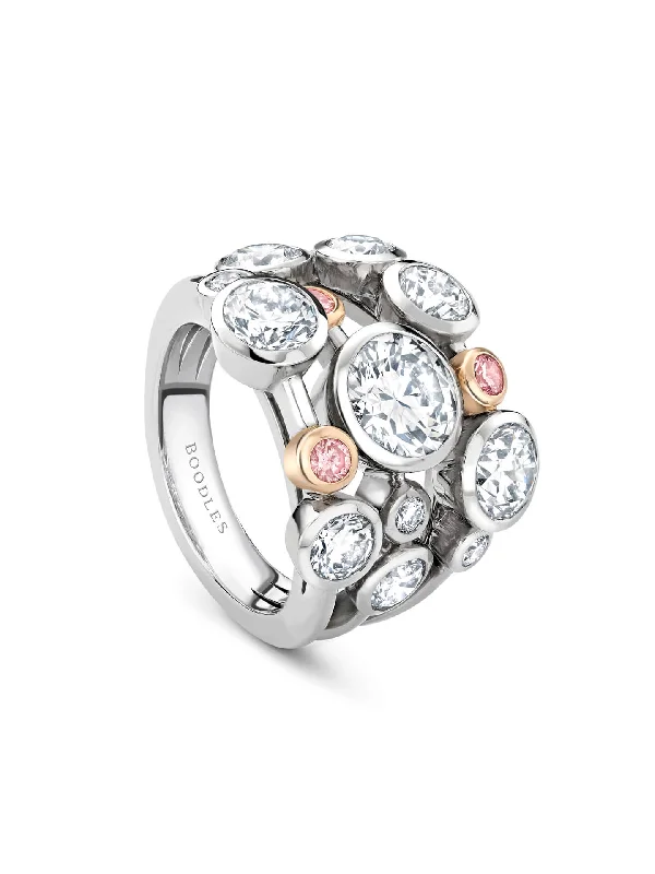 women’s solitaire ring-Raindance Pink and White Diamond Platinum Ring