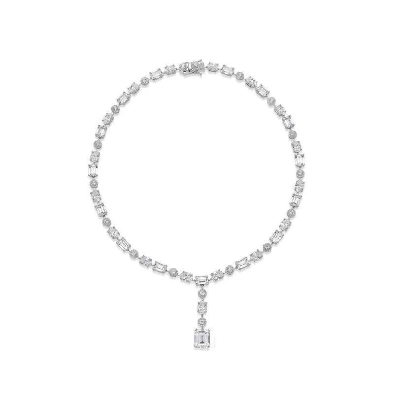 women’s oval pendant necklace-Sophia  Statement necklace with 42.89 carats* of diamond simulants in sterling silver