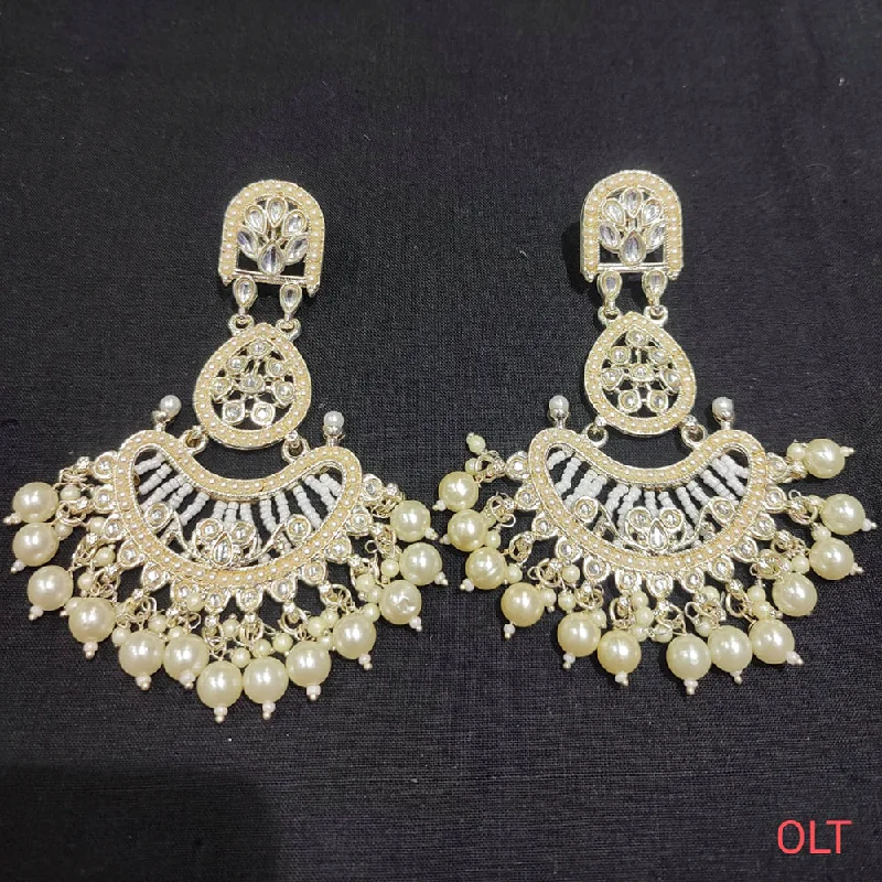 women’s large hoop earrings-Lucentarts Jewellery Gold Plated kundan & Beads Earrings