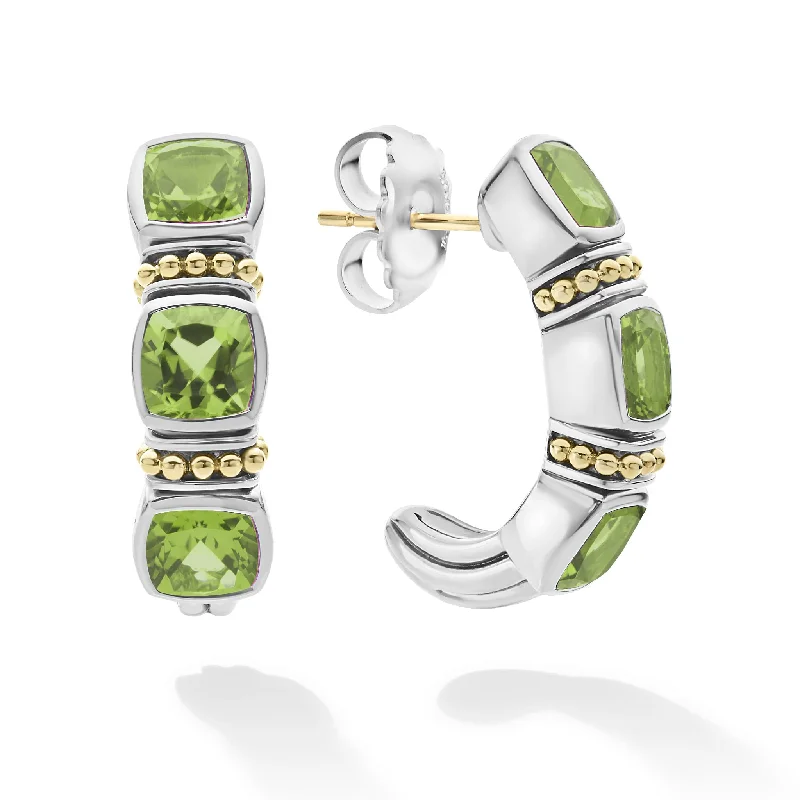 women’s crystal earrings with studs-Peridot Hoop Earrings