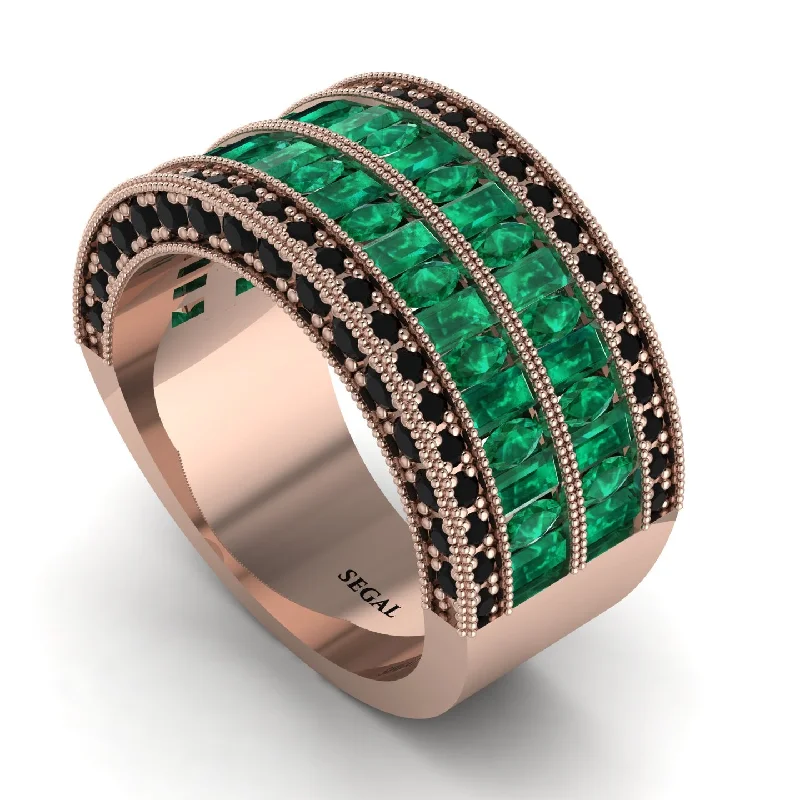 women’s romantic engagement rings-Emerald Multi-Row Halo Wedding Band - Blake No. 35