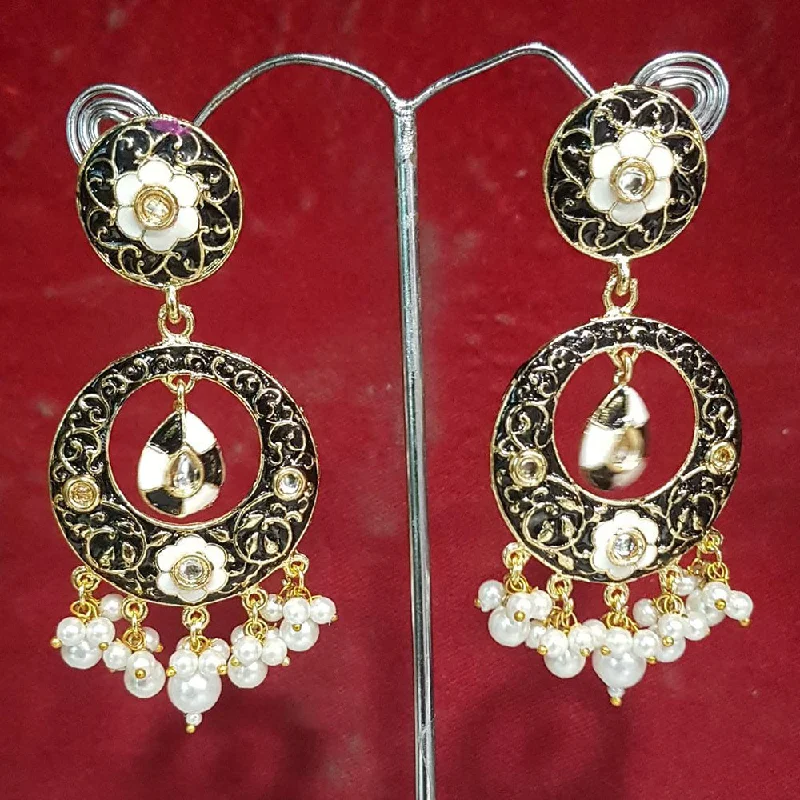 women’s gold drop earrings-Shreeji Gold Plated Meenakari Earrings