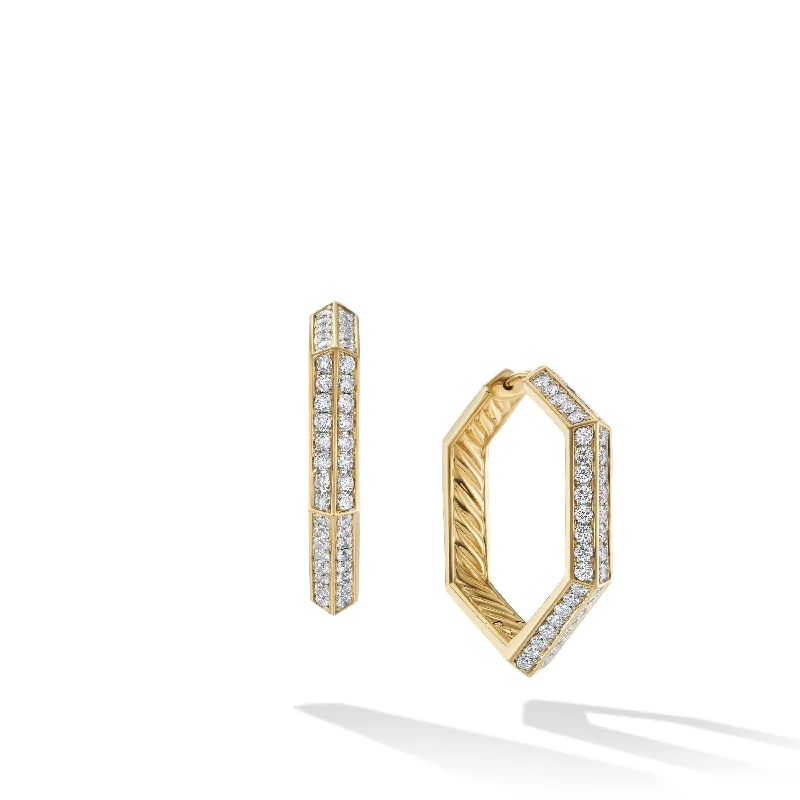 women’s sapphire stud earrings-Carlyle Hoop Earrings in 18K Yellow Gold with Pave Diamonds