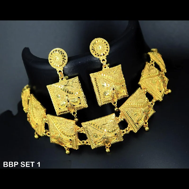 women’s stylish necklace-Mahavir Forming Gold Necklace Set  - BBP SET 1