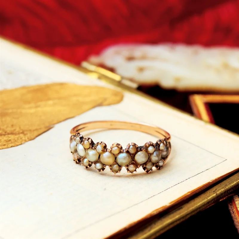 women’s handmade ring-Devotedly Divine Antique Georgian Pearl Band Ring