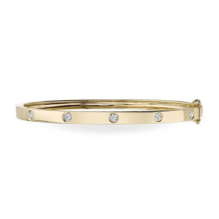 women’s multi-stone bracelet-14K Yellow Gold Stackable Polished Diamond Bangle